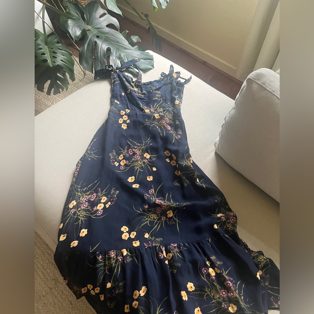 Reformation Nikita Navy Midi Dress Sz 6 - Picture 3 of 7